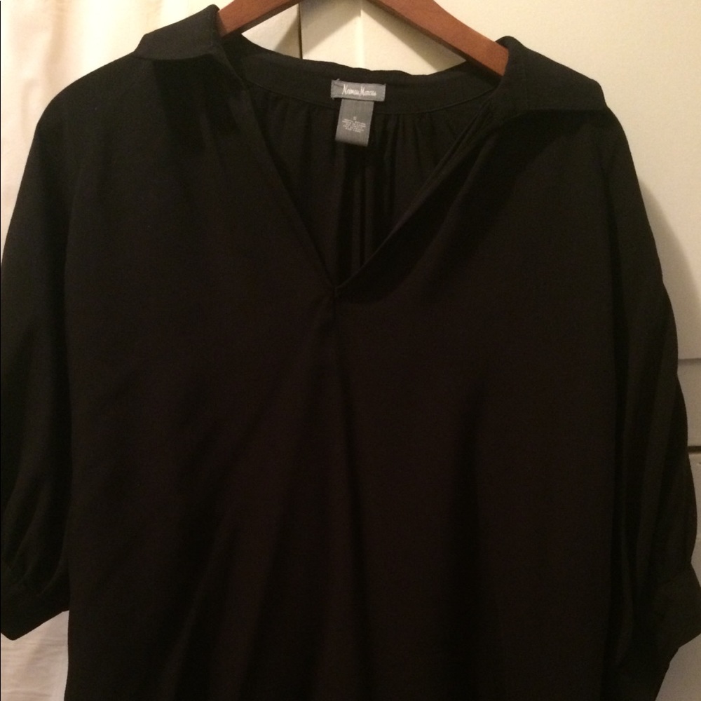 Lovely comfy black poet blouse by Neiman Marcus